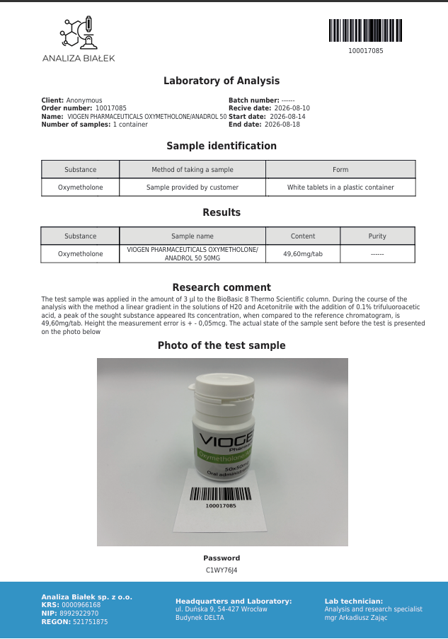 Viogen Anadrol 50mg x 50 Tabs