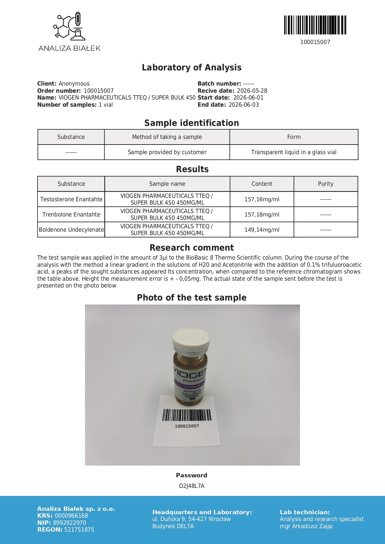 Viogen Ultra-Bulk-TTEQ 450mg
