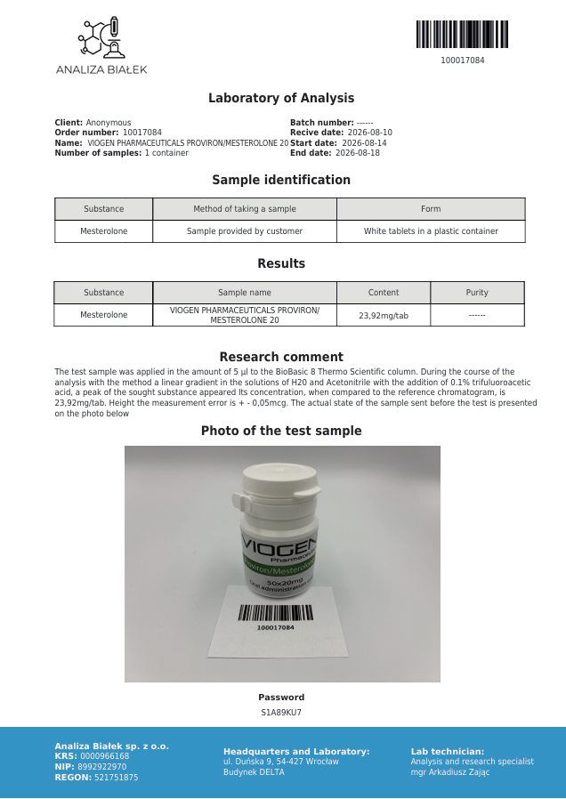 Viogen Proviron 20mg x 50 Tabs