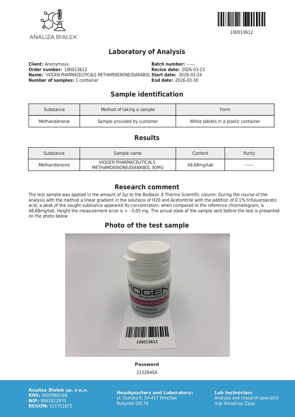 Viogen Dianabol 50mg x 50 Tabs